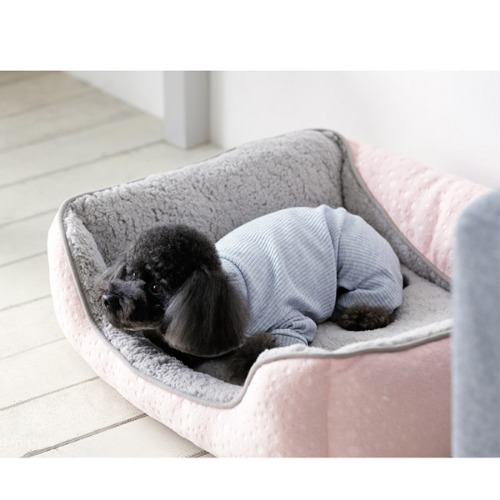 [올인원] 울리 올인원 골지 티셔츠 블루 편안한 심플 강아지옷 S/M