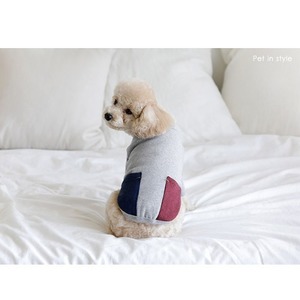 울리 포켓 포인트티 그레이 애견티셔츠 편안한 심플 강아지옷 S/M/L/XL